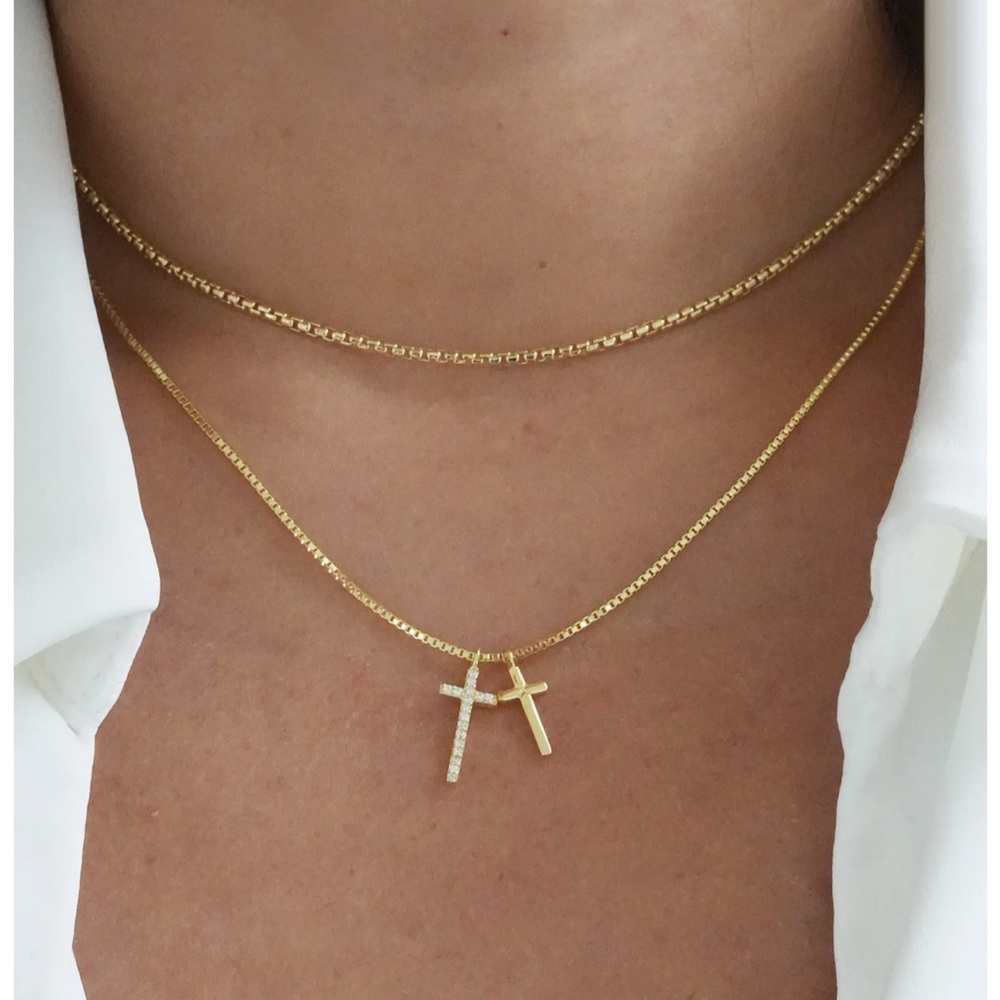 Argento Vivo Double Pendant 18K Gold Plate Sterling Silver Necklace - Picture 3 of 4
